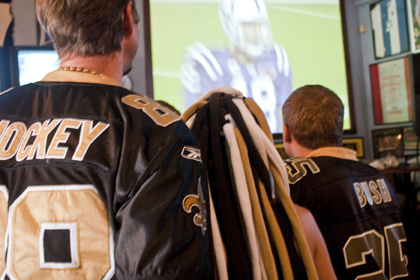 Celebration of New Orleans Saints win over Indianapolis Colts in