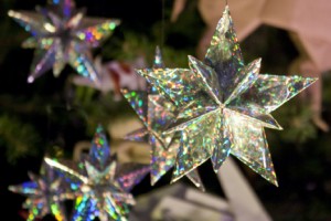 Origami Ornaments on the Christmas Tree at the American Museum o